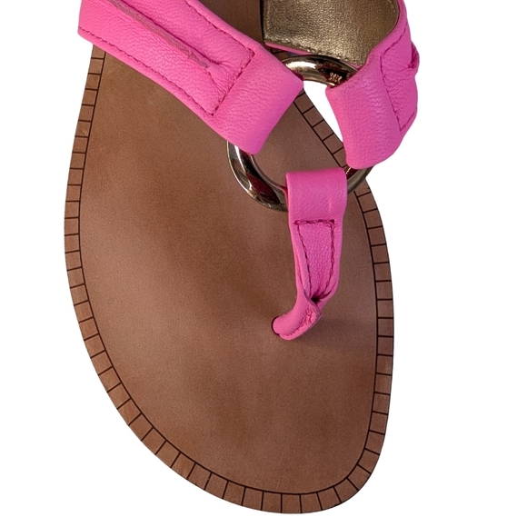 Lilly Pulitzer McKim Pink Tropics Leather T-Strap Sandals Size 6.5 - Nearly New - Picture 8 of 9